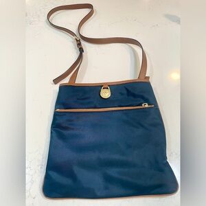 Michael Kors Kempton Crossbody Nylon Navy w/Brown Leather Trim